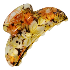 Haargreifer 8,5cm Blumen Acryl Haarkneifer Wellenreiter Haarspange braun orange gold 5214a
